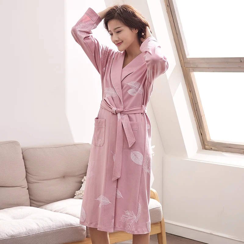 

Spring 100% Cotton Couples Bathrobes Women's Robes Autumn Dressing Gowns For Women Men Female nightgowns Kimono Robe Clothes