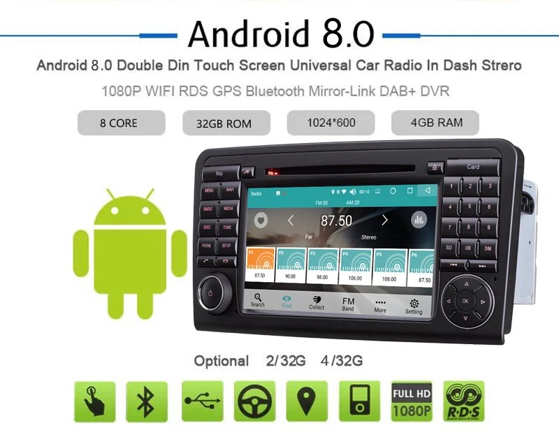 Sale Car multimedia gps 2 din car dvd 4G/32G for Mercede s Ben z ML300,ML350,ML450,ML500 car radio with carPlay 4