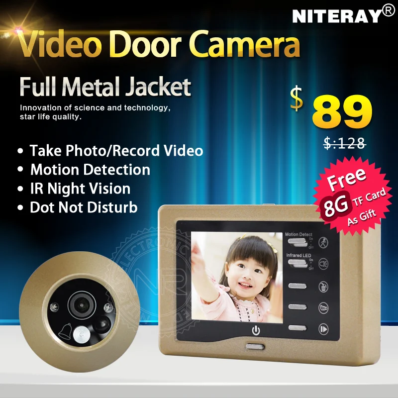 ФОТО Super Thin 3.0 LCD Digital Peephole Viewer Door Video Camera with Alloy Metal Case