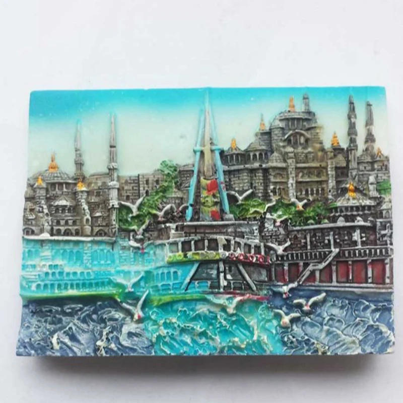 

1 Pcs New Turkey Travel Souvenir Fridge Magnets Handmade Resin Istanbul Buildings Refrigerator Magnetic Stickers Home Decor