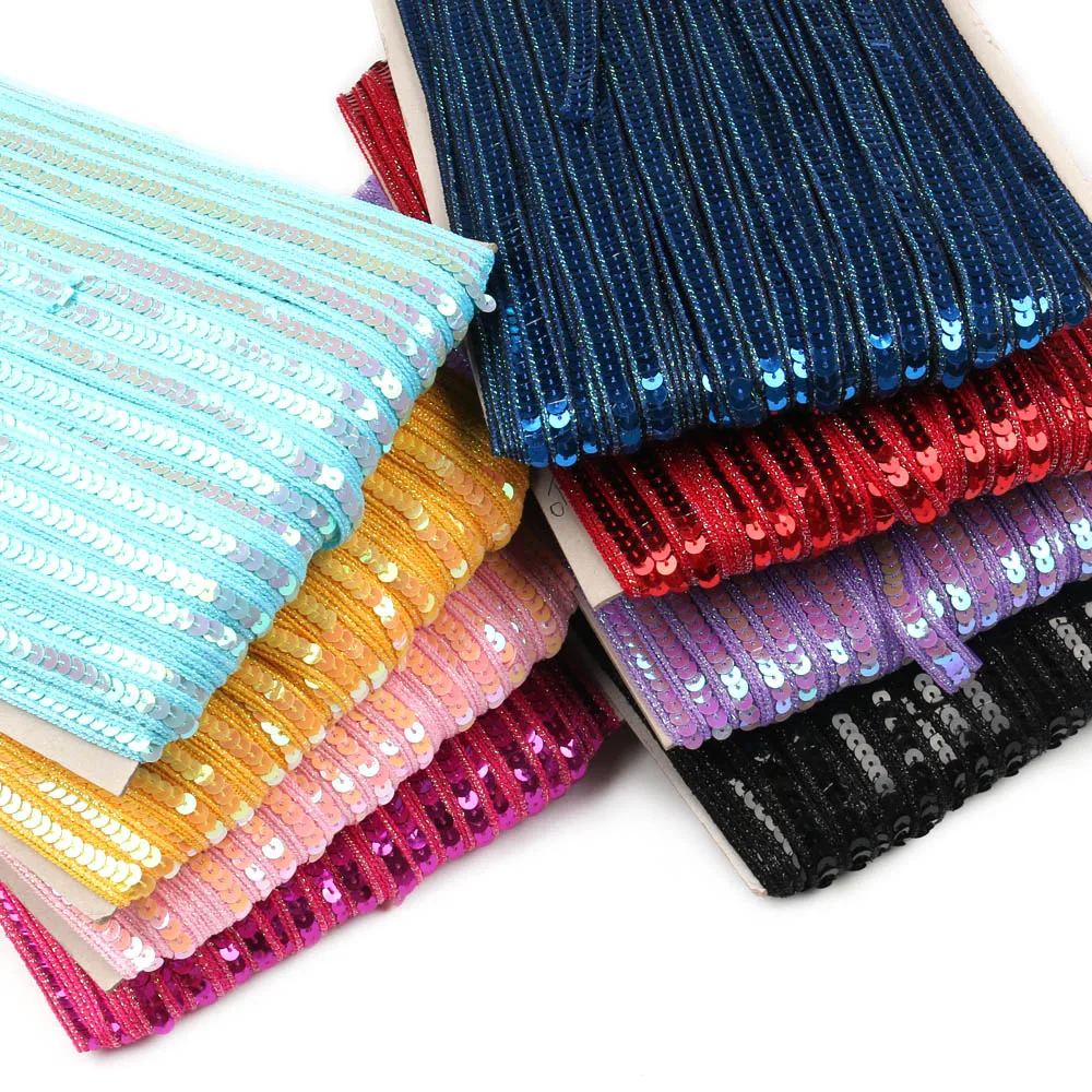 

NBHB 5Yards DIY Shiny Beading Sequins Ribbons For Dancing Costume Stage Garments Hat Lace Fabric Trim Handcraft Dencoration