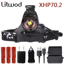 Litwod Z202608 32 Вт CREE XHP70.2 налобный светильник 3200lum Мощный светодиодный налобный фонарь с зумом головной светильник фонарь