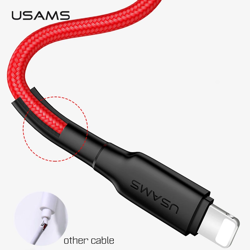 Goedkoop USAMS Usb Kabel voor Iphone Kabel Xs Xr Max X 8 7 6 Plus 6 s 5 Plus Ipad Mini snel Opladen Kabels Mobiele Telefoon Charger Cord Gegevens