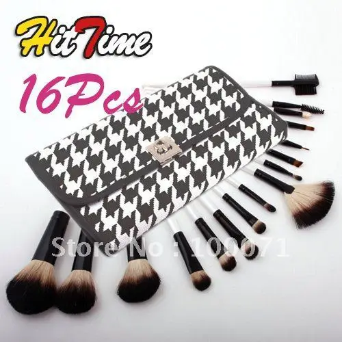 1Set Makeup Brush Set 16Pcs Goat Hair Blush Gloss Cloth Case #1942 | Красота и здоровье