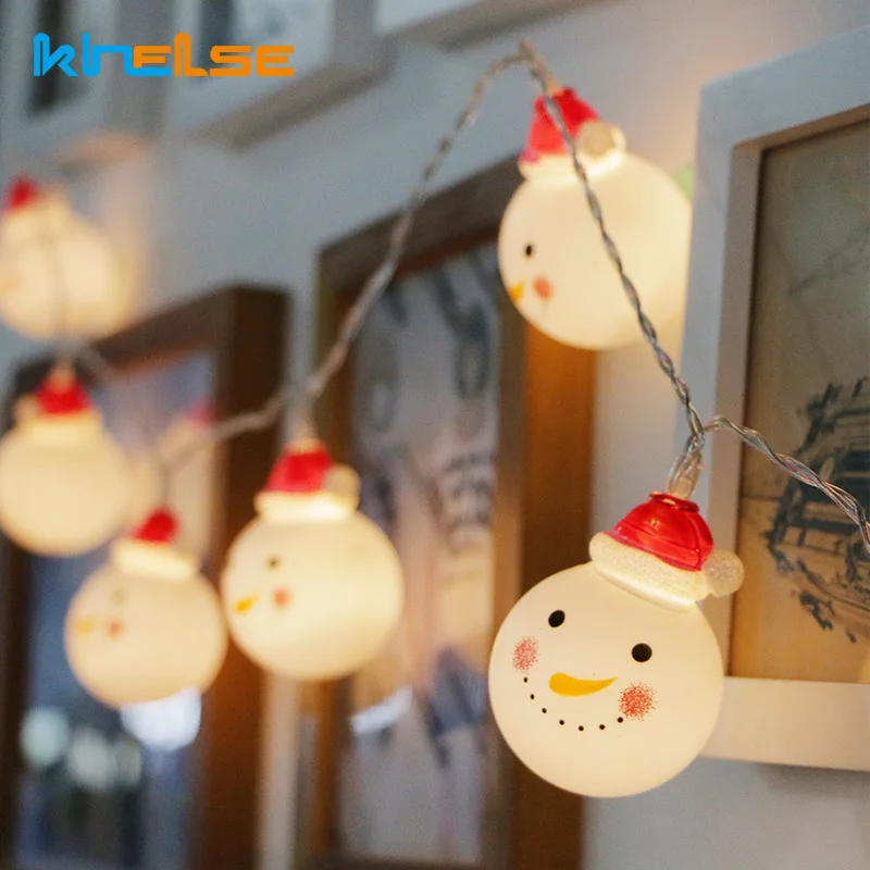 Decorative font b Christmas b font Cute 10 String Battery LED Twinkle Light Snowman Fairy Indoor