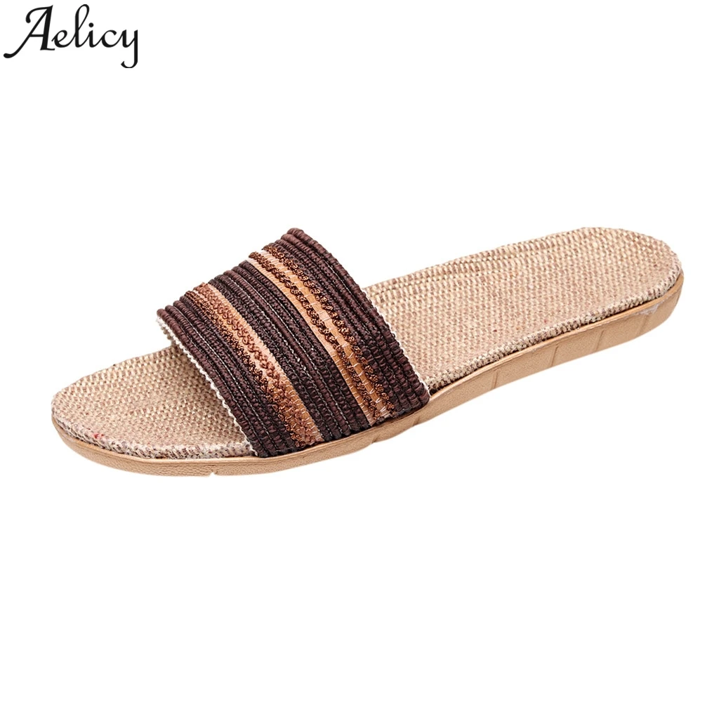 

JAYCOSIN Ladies Slippers Summer Sandals Women 2019 Men's Fashion Anti-slip Linen Home Indoor Open Toe Flat Shoes Beach Slippers
