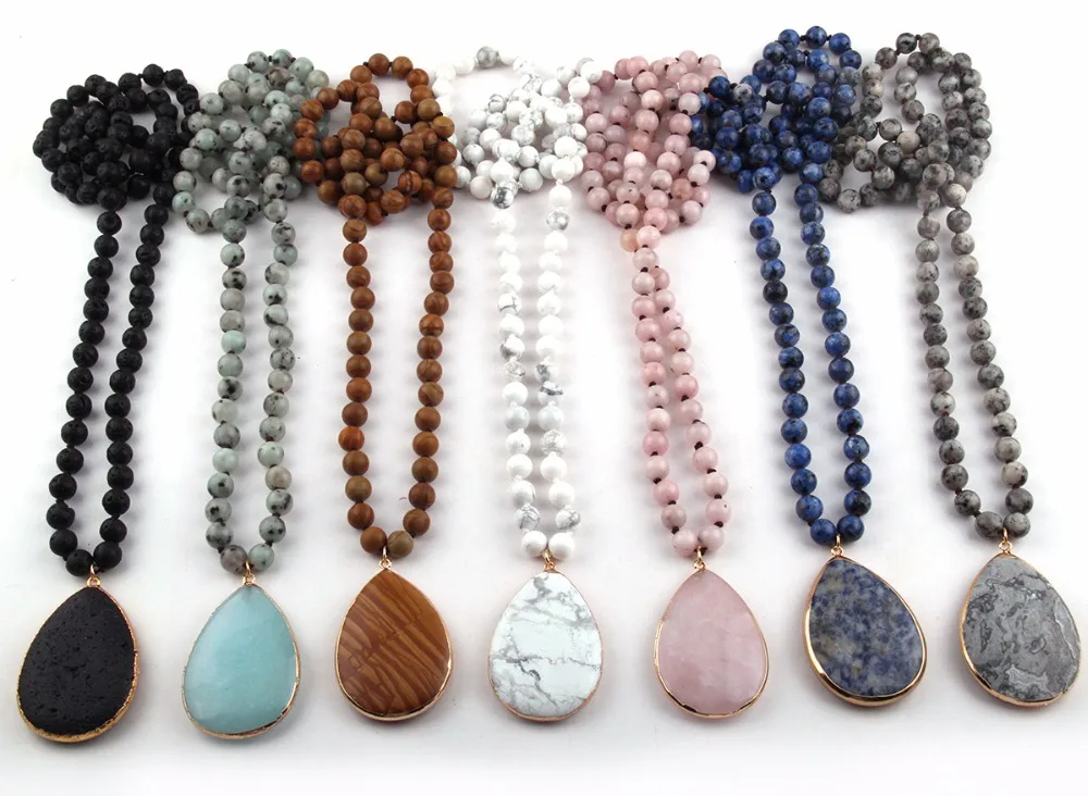 Модные богемные ювелирные изделия 8 мм камень завязанный камень подвески ожерелья для женщин ювелирные изделия