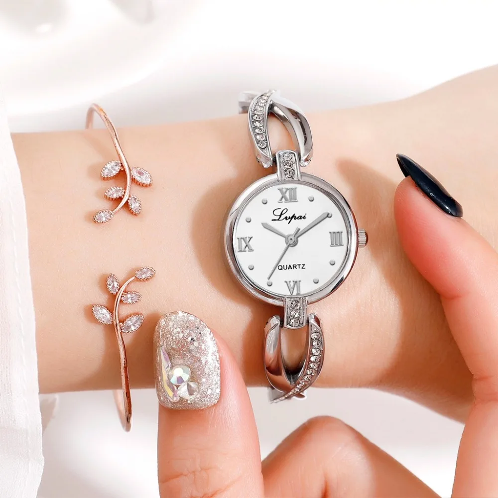 

Hot Sale Women's Watches Silver Disc Bracelet Quartz Ladies Watch Top Brand Lvpai Clock Fashion Casual Dress Gift Wristwatch @50