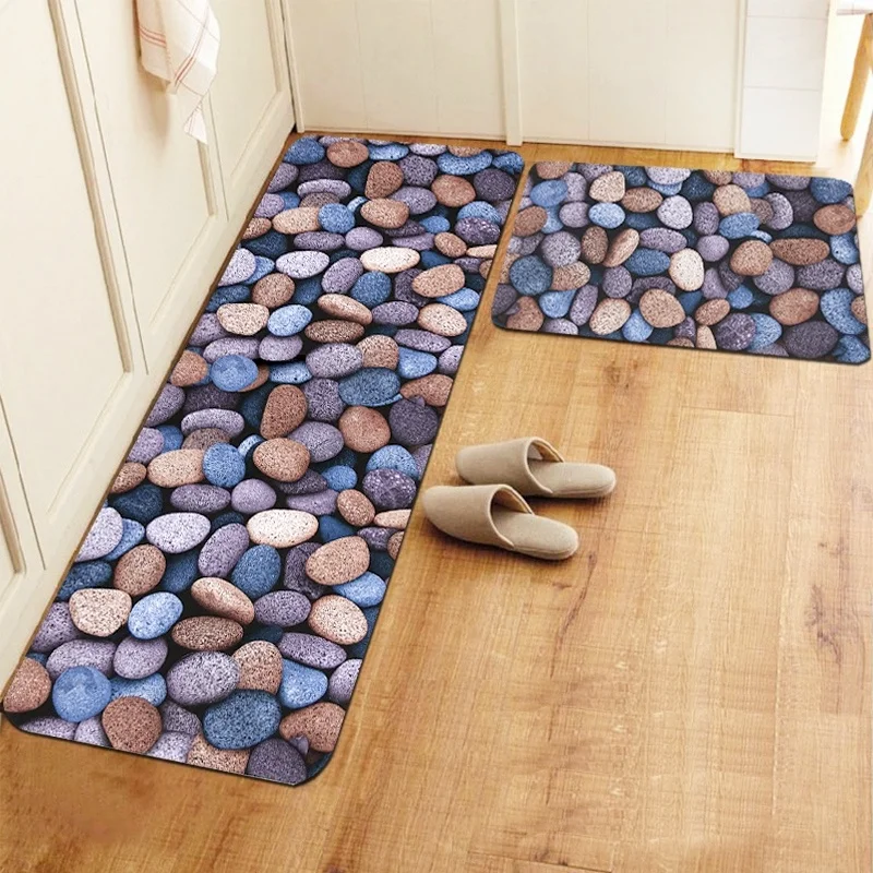 

3D stone pattern Kitchen bath mats Floor Mat Non-slip Carpets Table Floor Mats Absorbent Kitchen Rugs Soft Rug