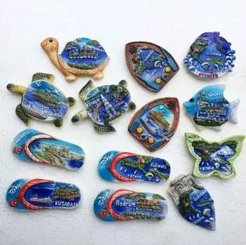 Turkey Fridge Magnet Tourist Souvenirs Aegean Kusadasi Alanya Fethiye Turtle Fish Dolphin Butterfly Slipper Refrigerator Magnets