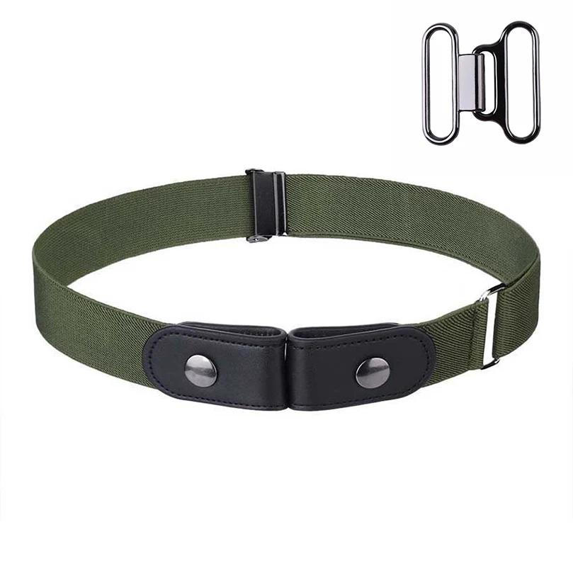 Army Green AWAYTR Пряжка эластичный пояс для женщин и мужчин свободный без пряжки эластичный пояс для джинсов платья без пряжки черный пояс для талии - Цвет: Army Green