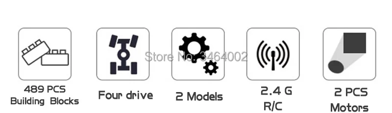 489 шт. строительные блоки RC 4WD 2,4 г альпинистский автомобиль двойные двигатели Bigfoot автомобиль внедорожный автомобиль совместимый основной бренд кирпичики игрушки подарок