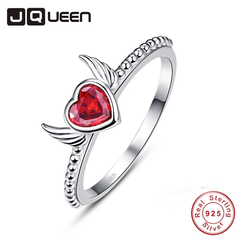 Женское кольцо в форме сердца JQUEEN ювелирное изделие из 100% серебра с красным
