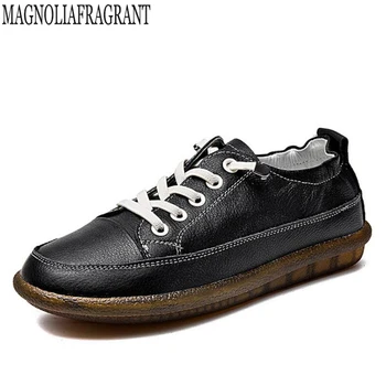 

Women Shoes Flat Genuine Leather Leather Plain toe Lace up Ladies Shoes Flats Woman Moccasins Female Footwear Casual loafers c58