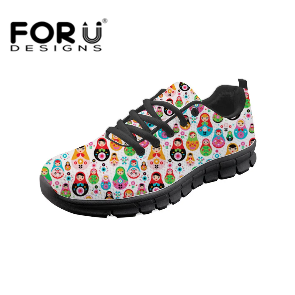 

FORUDESIGNS Kawaii Women Casual Shoes 3D Russian Matryoshka Women's Shoes Air Mesh Vulcanize Shoes Summer Female tenis Sneakers