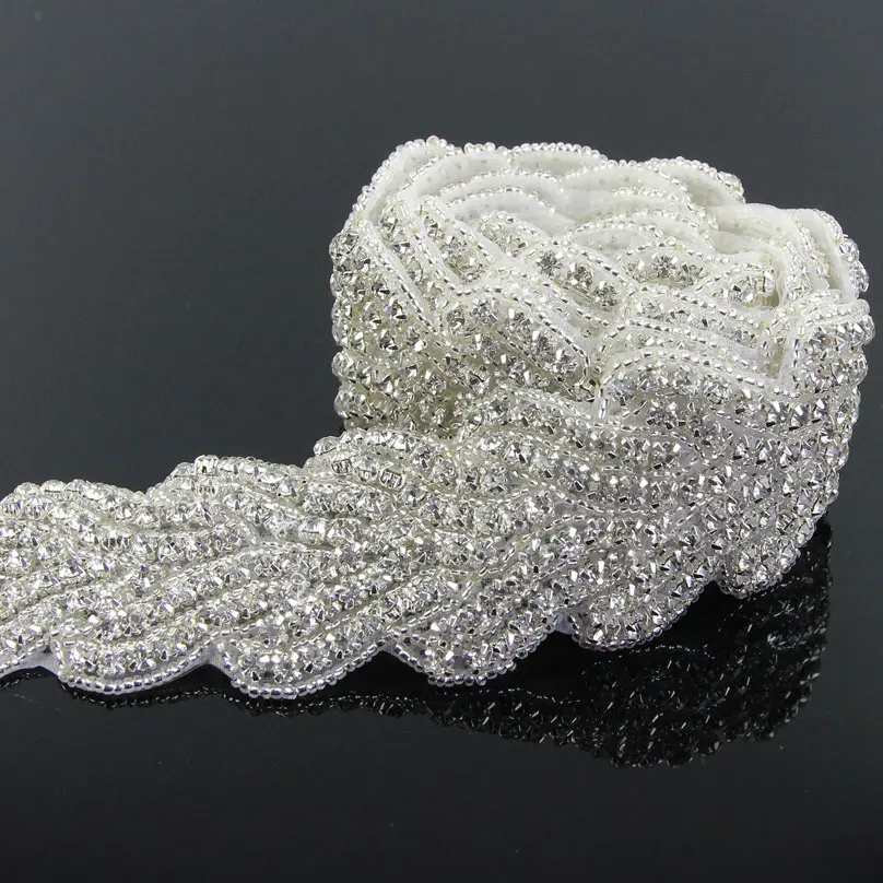 1 ярд 5 см серебряные бусины стразы аппликация лист для одежды кружева отделка