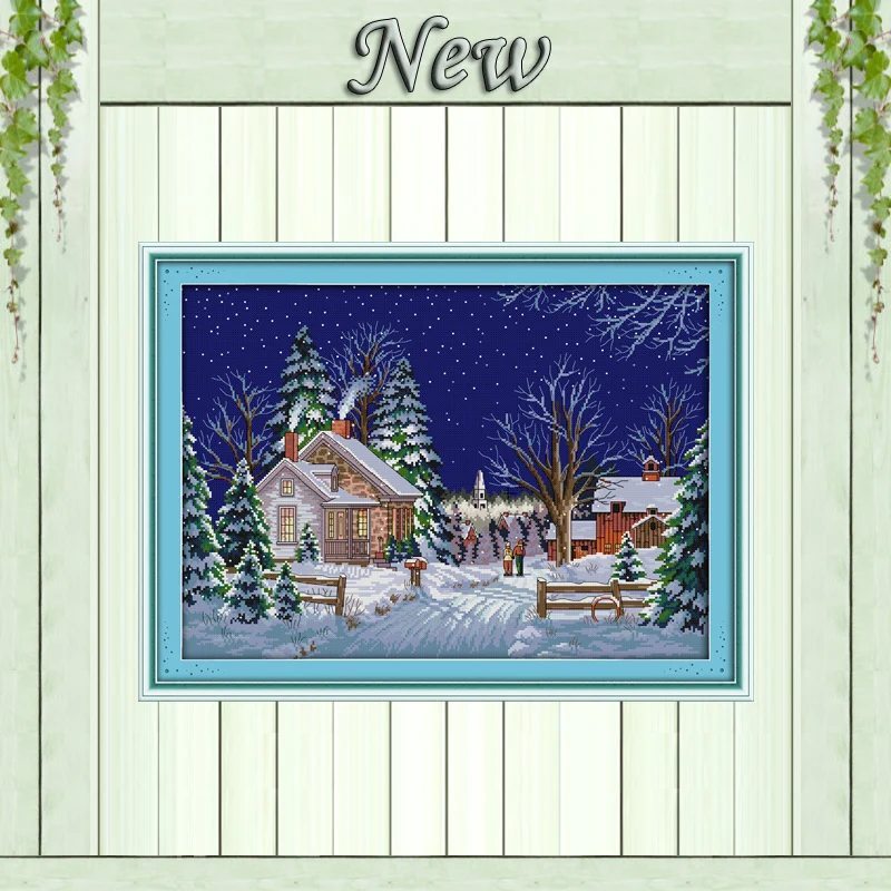 Country walks winter sonw house Painting Counted Printed on canvas DMC 14CT 11CT Cross Stitch DIY Needlework Kits Embroidery Set | Дом и сад