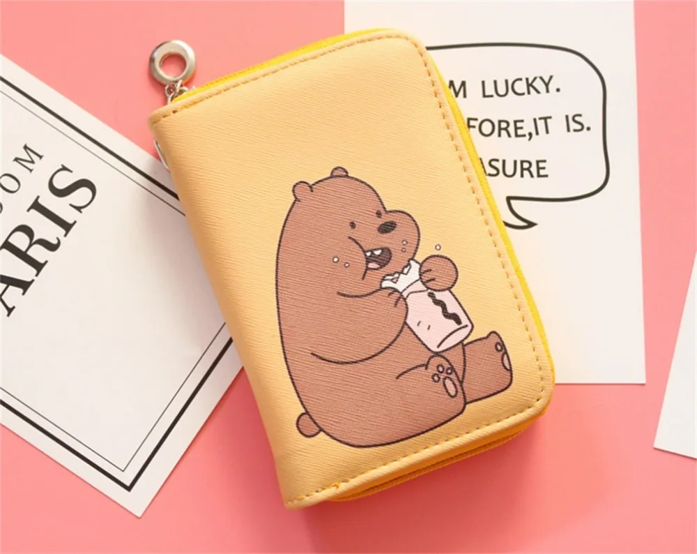 

2018 Cartoon Grizzly Bears short Women's wallet ,high quality New leather Card Holder qualitty guarantee purse Female coin purse