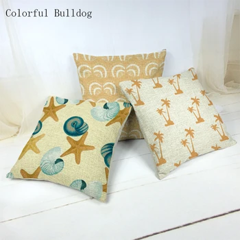 

Car-covers Yellow Marine Life Geometric Cotton Almofadas Fundas 45x45Cm and 30*50Cm Square Home Car Seat Decorate Cushion Cover
