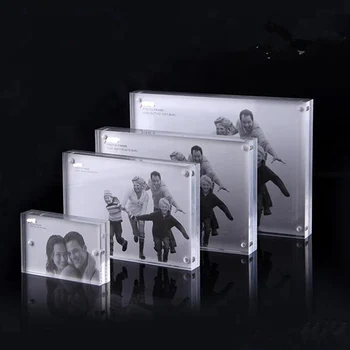 

1Pcs Small Independent Transparent Creative Photo Frame Plexiglass Magnetic Photo Frame Business Card Holder YYY9718
