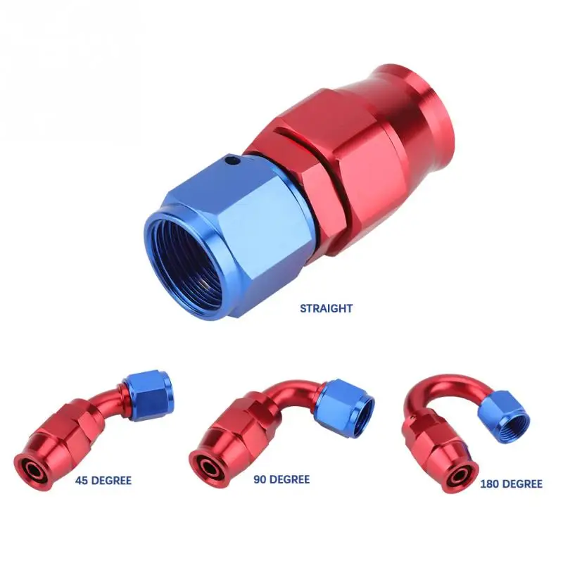 New AN10 Straight 45 90 180 Degree Push On Twist On Oil Gas Fuel Hose End Fitting for Teflon Hose T6160 Aluminum Car accessories