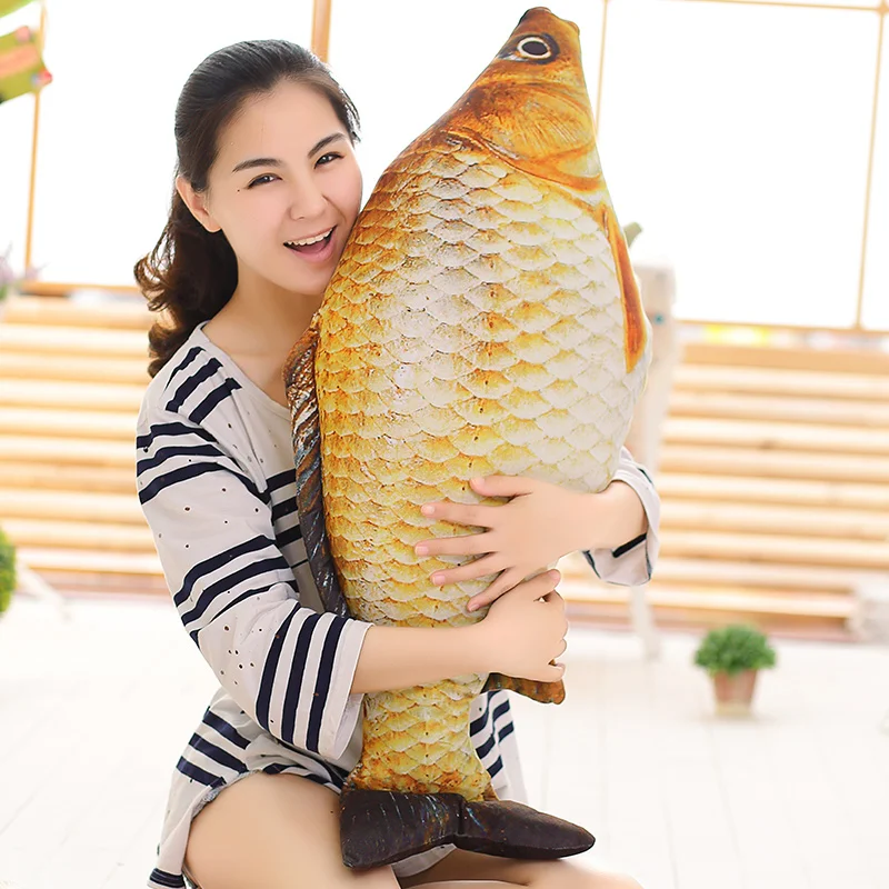 

75cm Stuffed Pillow Cartoon 3D Simulation Plush toy Carp dolls Kawaii Fish Pillow Stuffed doll for children birthday gifts