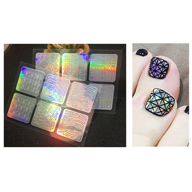 

3D Laser Cutout Nail Sticker Nail Art Hollow Stencil Set Gel Nails Tip Transfer Guide Template Decals Kit nail sticker