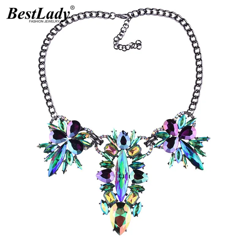 

Best lady Hot Sale Bohemian Multicolor Special Design Luxury Wedding Crystal Statement Necklace & Pendant for Women Wholesale