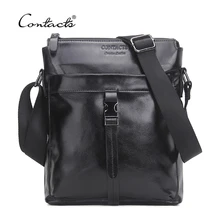CONTACT’S Famosa Marca de Los Hombres Bolsa de Hombre de Negocios Informal de Cuero Genuino de la Vaca Bolsa de Mensajero de La Vendimia de Los Hombres Crossbody Bolsa Bolsas Masculinas