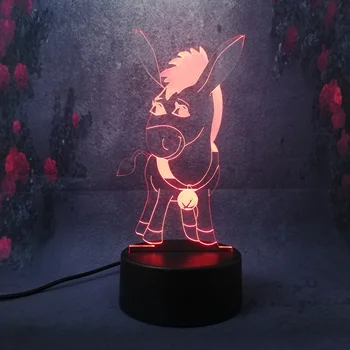 

New beautiful Donkey 3D LED Night Light Luster 7 Color change Home Party Bar Atmosphere Decor USB Touch Acrylic Table Lamp Gift
