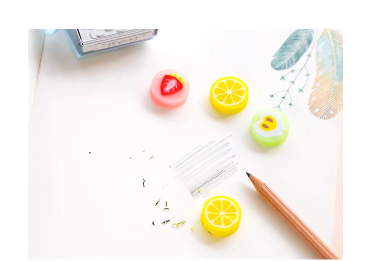 24 шт./лот красочные фрукты ластик для карандашей, новинка лимон Apple канцелярские школьные принадлежности borracha Эсколар A6385