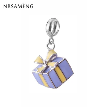 

New Authentic 100% 925 Sterling Silver Bead Charm Gift Box Pendant Charms Christmas Fit Pandora Bracelets Women Diy Jewelry