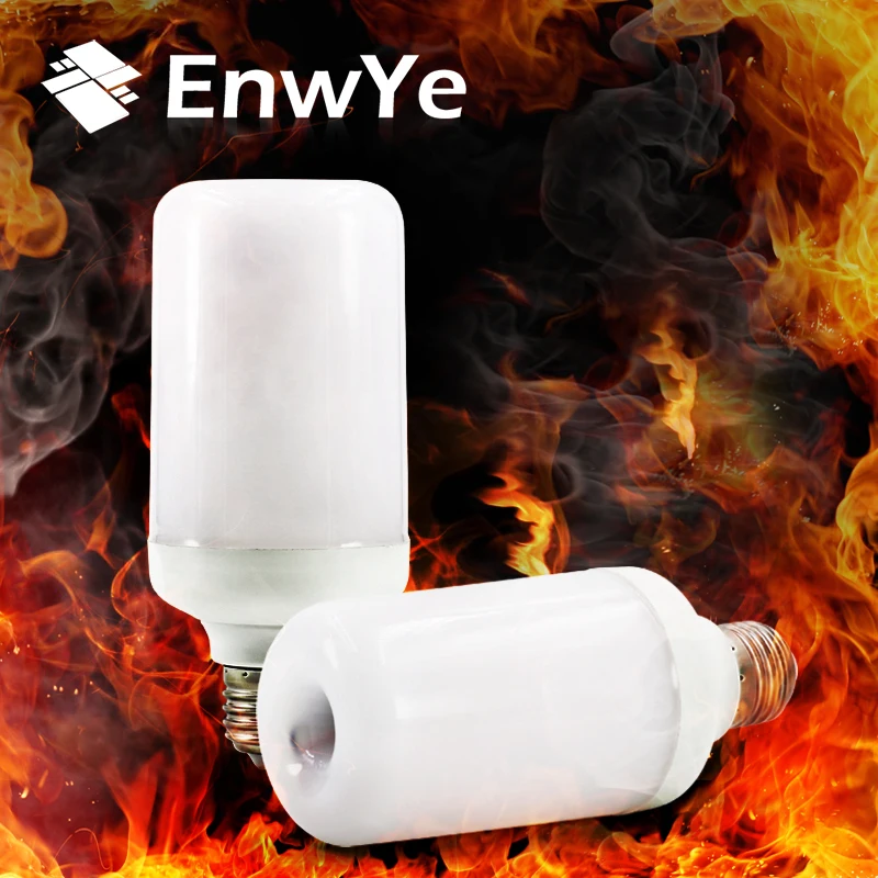EnwYe E27 E26 светодиодный светильник с эффектом пламени лампа AC85 265V имитирующая