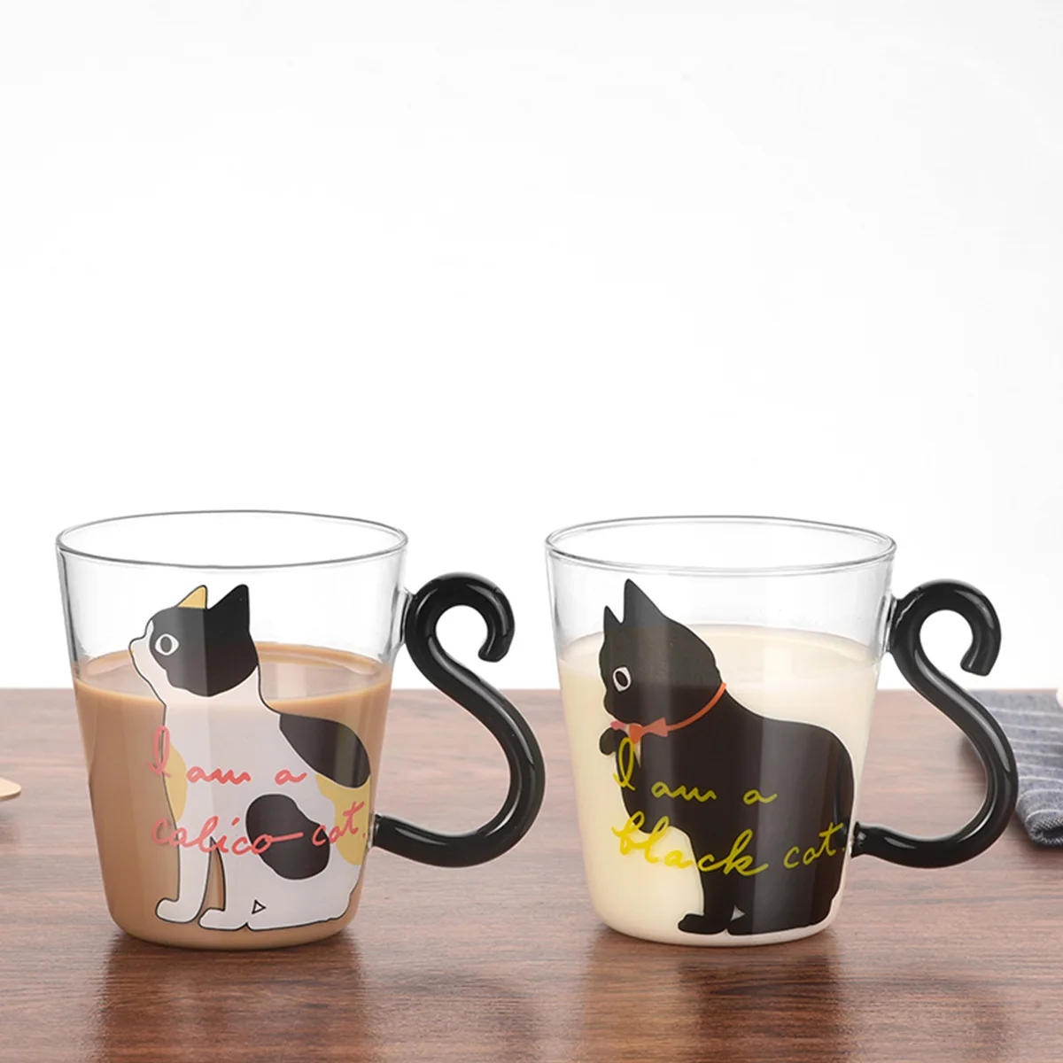 Washtree Cute Creative Cat Kitty Glass Mug Cup Tea Cup Milk Coffee Cup