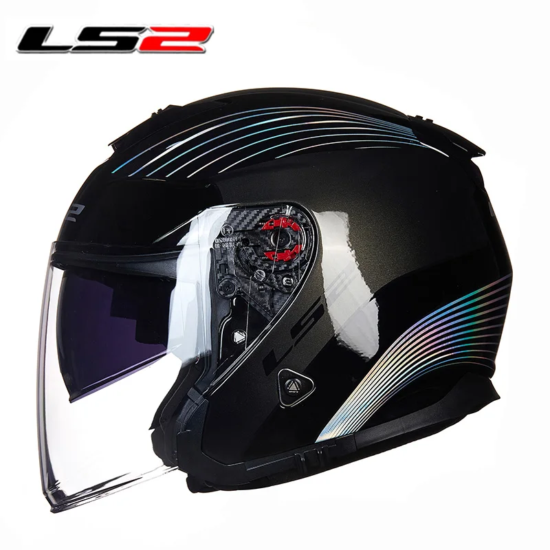 LS2 OF521 moto rcycle шлем из стекловолокна двойной Лен с открытым лицом Мото шлем с быстросъемной пряжкой LS2 шлемы на половину лица - Цвет: 10