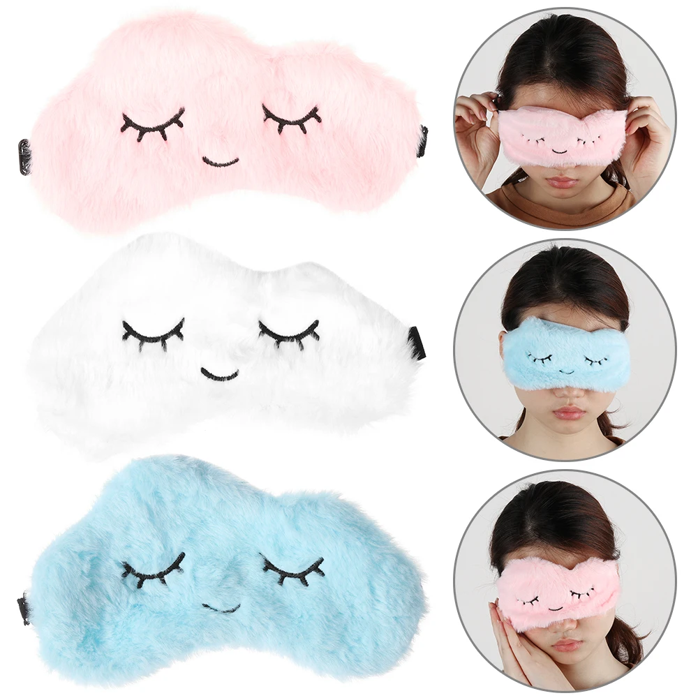 1Pcs Sleeping Aid Eye Patch GiftSoft Blindfold Super soft plush Cartoon cloud eye mask cute eyelashes sleep shade Eyepatch | Красота и