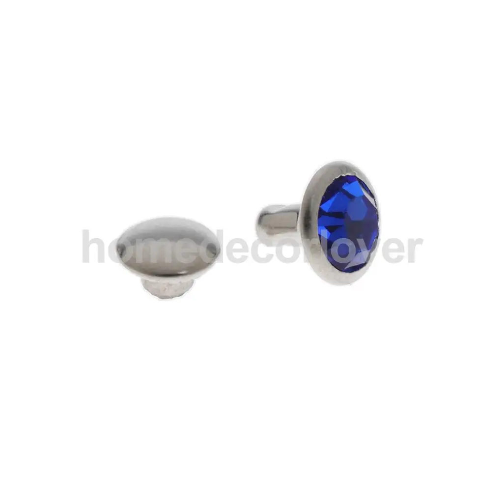 50 Sets Blue Rhinestone Rivets Crystal  Rivets Spots Studs Double Cap for DIY Leather Craft Clothes Bag Shoes Decor