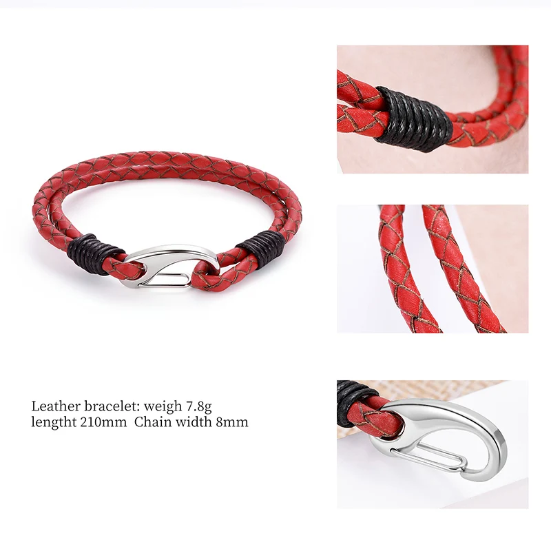

Red Simple Leather Bracelets For Women Fashion Multi-storey PU Leather Bracelets & Bangles Man Costume Jewelry Unisex Gift