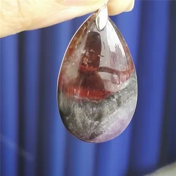 

Genuine Purple Red Natural Auralite 23 Gems Stone Crystal Water Drop Suspension Woman Lady Pendant 37x22x9mm