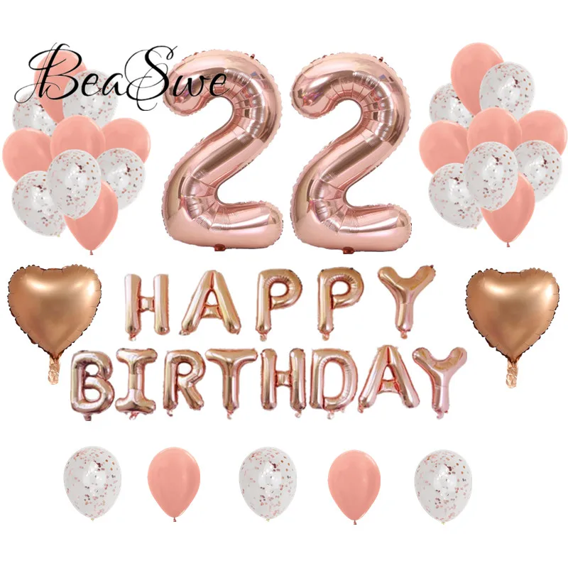 

30pcs 32inch rosegold Foil Number Balloon new metallic heart confetti latex balloons helium Birthday party event Decor Globos