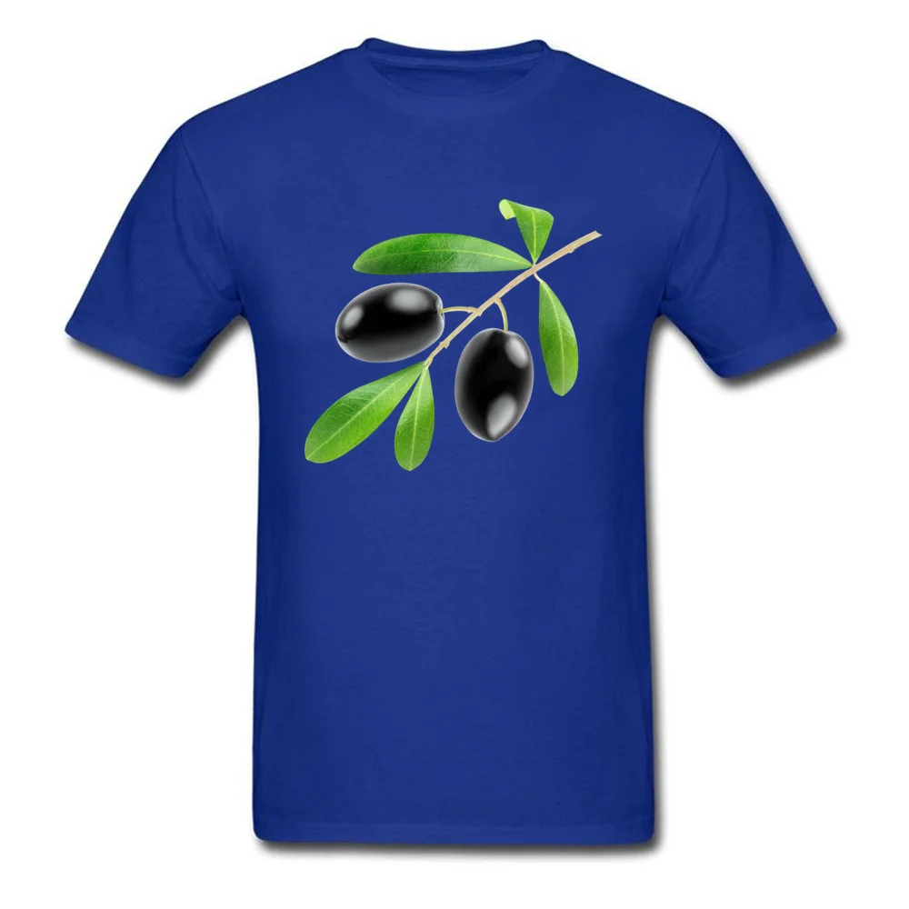 Cotton Men Short Sleeve Branch with black olives T Shirt Normal Tops Shirt Retro Family O-Neck Sweatshirts Drop Shipping Branch with black olives blue