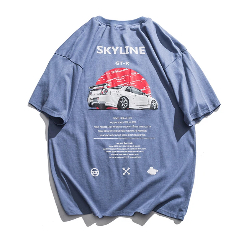 

T Shirt Men Japanese Car Printed Men's Tee Shirts O-neck T Shirt Hip Hop Streetwear T Shirts Summer Fashion