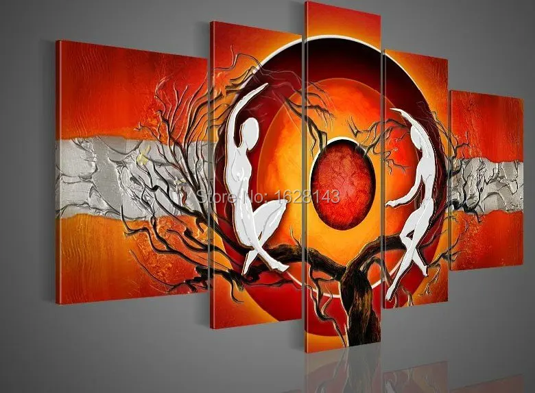 Living Room Decoration 5 Pieces 100 Hand Painted Abstract Oil