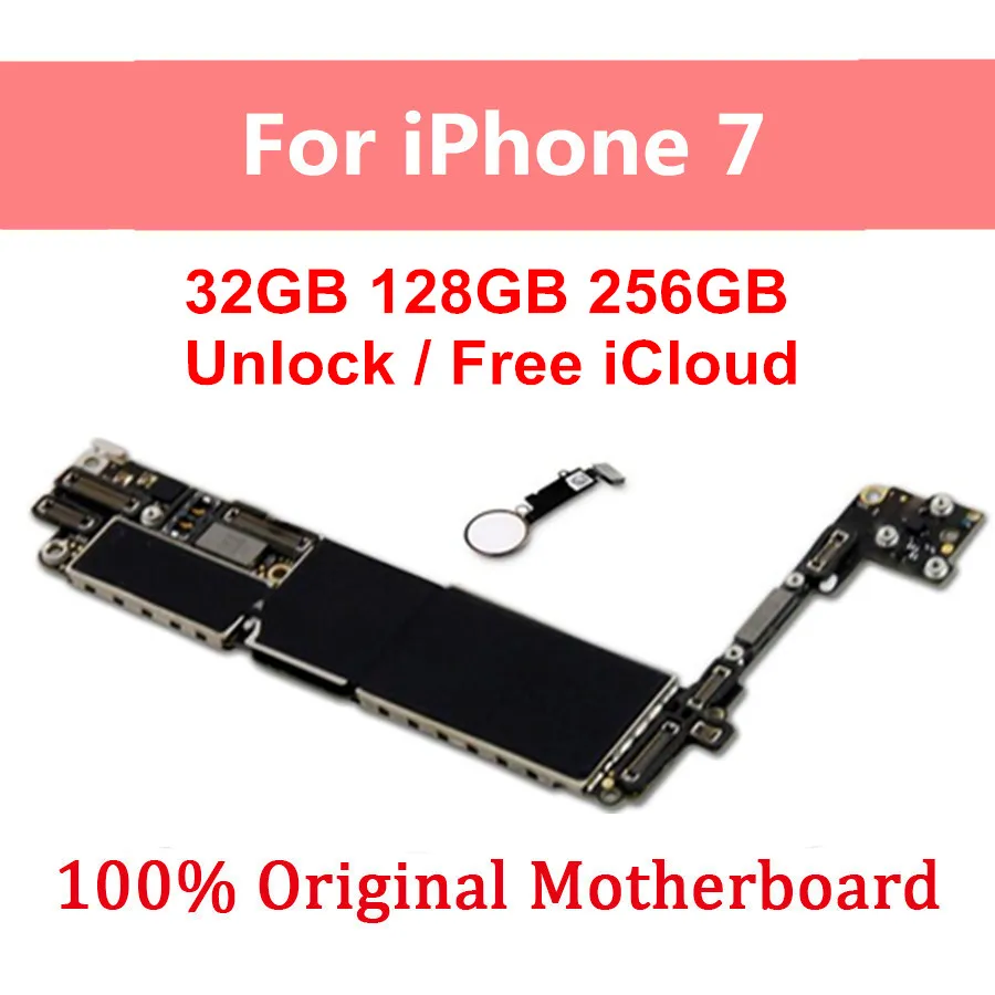 

Original Unlocked For iPhone 7 Motherboard With / Without Touch ID Motherboard For iPhone 7 With Chips Logic Board Good Working