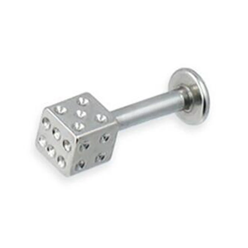 

2Piece Free Shipping Labret Ring surgical Stainless Steel Dice Lip Ring Helix Labret rings Tragus Ear Piercing Body Jewelry