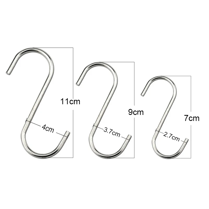 Universal 10 Pack Stainless Steel Metal S Shaped Spoon Pan Pot Towels Hanging Hooks  for Home Bathroom Kitchen Garage Workshop