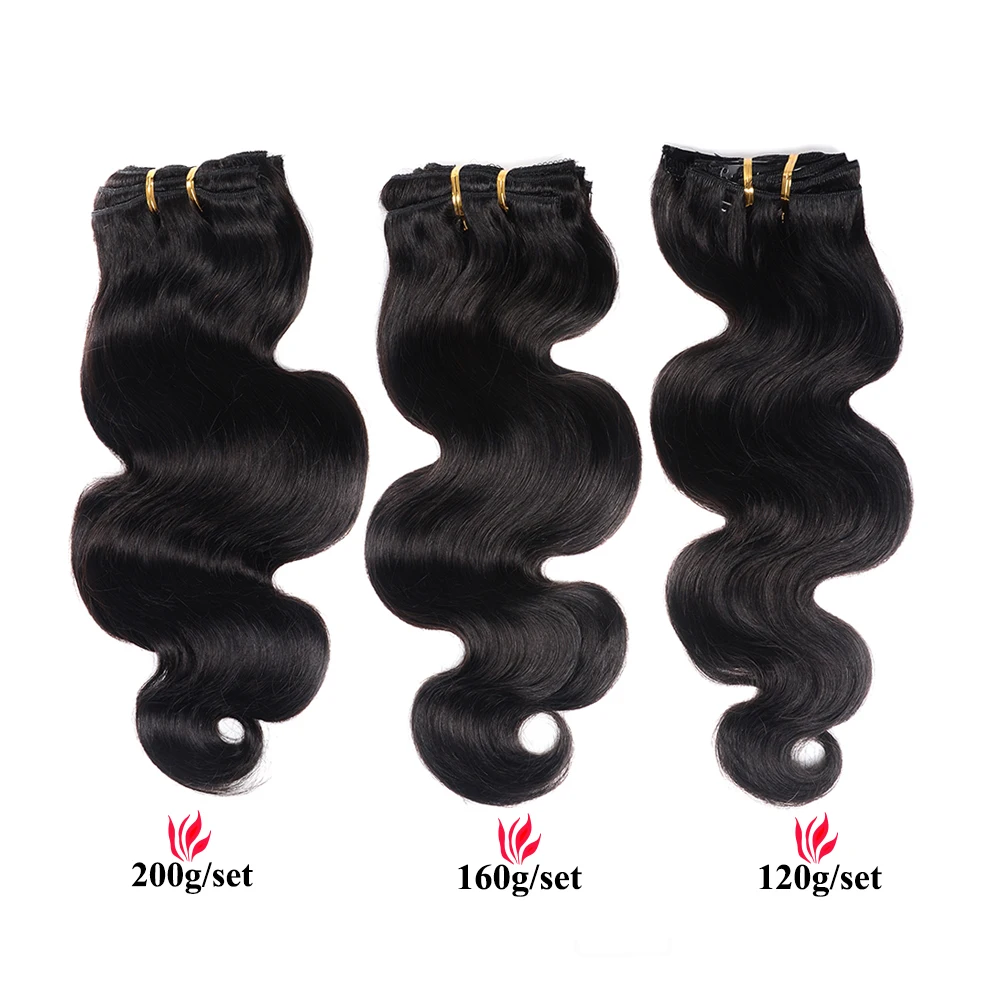 Online 200G Clip de cabeza completa en extensiones de cabello humano brasileño hecho a máquina pelo Remy 100% cabello humano Color negro Natural por UPS