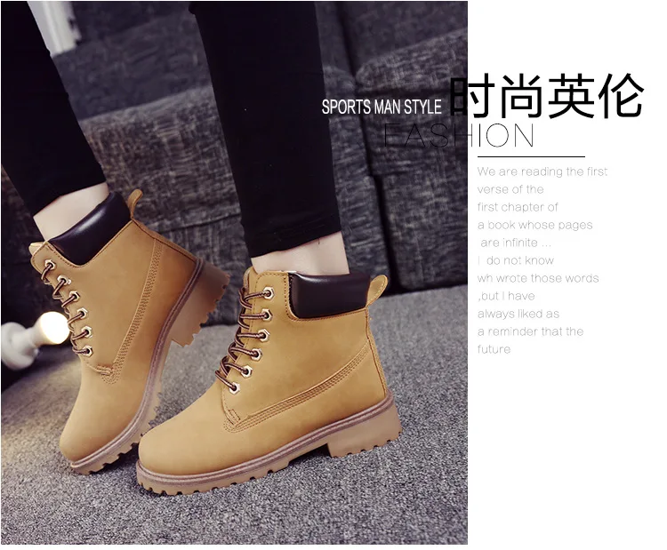 LTARTA Women Ankle Boots Female High Boots Big Size British Pu Leather Boots Workers Shoes Women's Single Boots HDD-07