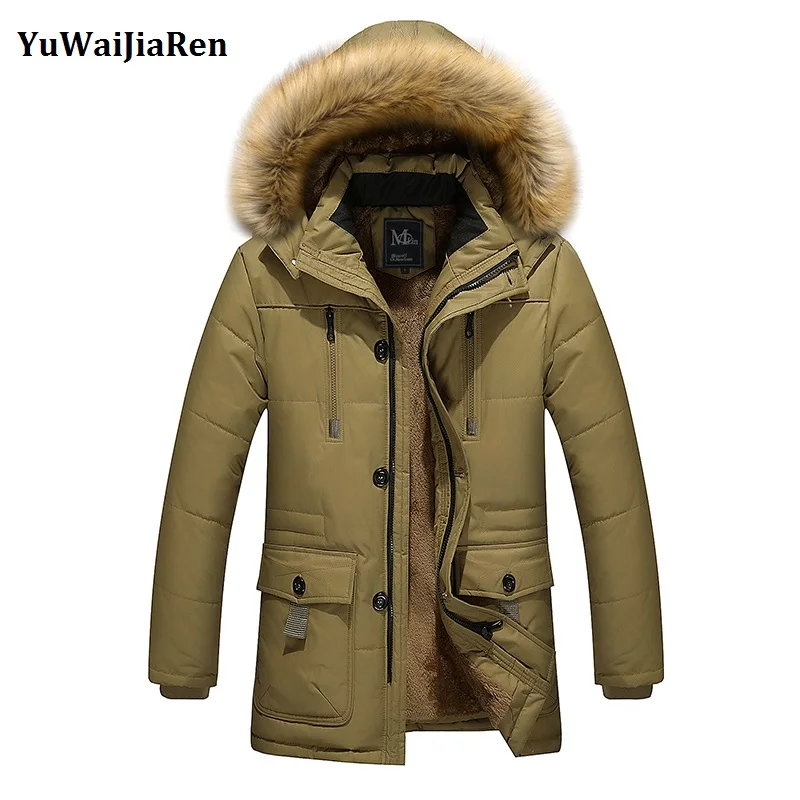 

YuWaiJiaRen 2017 Winter New Jacket Mens Warm Coat Fur Hooded Jacket Original Parkas Coats For Men Big Size 4XL 5XL Parka Hombre