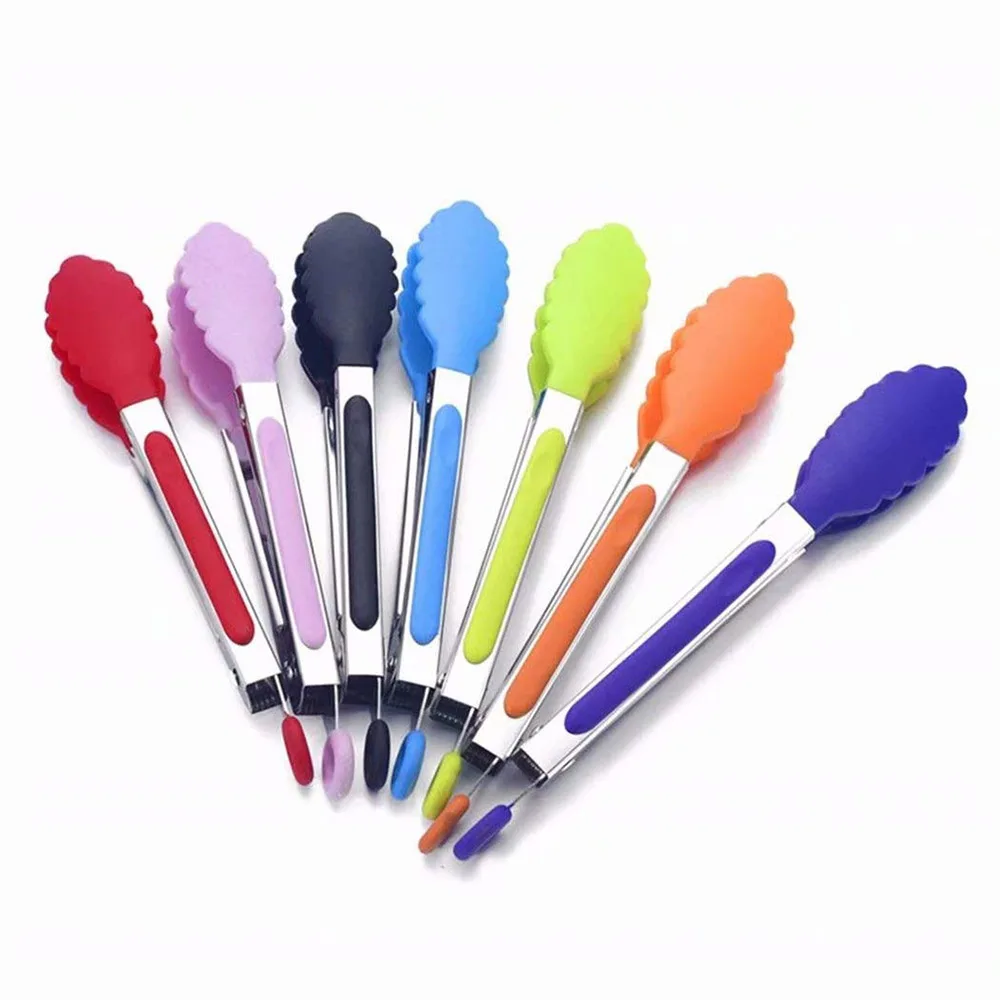 

Stainless Steel Silicone Kitchen Tongs BBQ Clip Salad Bread Cooking Food Serving Tongs Kitchen Tools